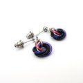 Tiny genderfluid pride earrings, handmade chainmail love knot LGBTQ+ jewelry, stainless steel studs