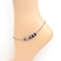 Genderfluid pride anklet - handmade chainmail barrel weave and stainless steel cable chain, LGBTQ+ adjustable ankle jewelry