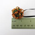 Halloween mini ornament or bag charm, chainmail dodecahedron ball, pumpkin orange and green seasonal decoration