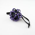 Halloween bag charm or mini ornament, handmade chainmail dodecahedron ball - purple, black, and green seasonal decoration
