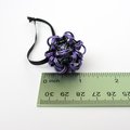Halloween bag charm or mini ornament, handmade chainmail dodecahedron ball - purple, black, and green seasonal decoration