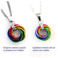 Gay pride pendant necklace, chainmail love knot, rainbow LGBT jewelry