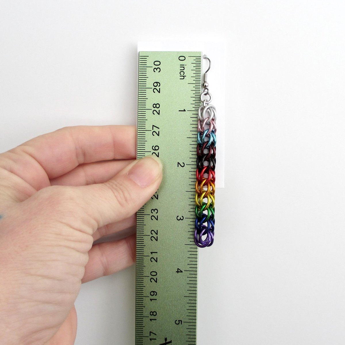 Handmade progress pride flag earrings, LGBTQ+ chainmail full Persian weave jewelry, choose stainless steel hooks or lever backs
