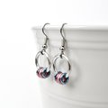 Transgender pride chainmail earrings, subtle LGBTQ pride jewelry; blue, pink, white