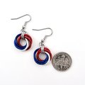 Red, white and blue chainmail Love Knot earrings, American patriotic jewelry