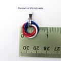 Red, white and blue Love Knot chainmail pendant, USA patriotic jewelry