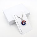 Red, white and blue Love Knot chainmail pendant, USA patriotic jewelry