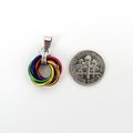 Gay pride pendant necklace, chainmail love knot, rainbow LGBT jewelry