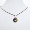 Gay pride pendant necklace, chainmail love knot, rainbow LGBT jewelry