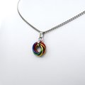Gay pride pendant necklace, chainmail love knot, rainbow LGBT jewelry