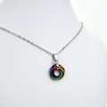 Gay pride pendant necklace, chainmail love knot, rainbow LGBT jewelry