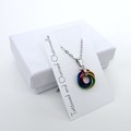 Gay pride pendant necklace, chainmail love knot, rainbow LGBT jewelry