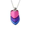 Bi pride pendant necklace, chainmail scale pendant, bisexual jewelry, pink purple blue