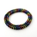 Rainbow chainmail bracelet, gay pride jewelry, chainmail box chain, stretch bracelet
