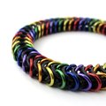 Rainbow chainmail bracelet, gay pride jewelry, chainmail box chain, stretch bracelet