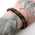 Rainbow chainmail bracelet, gay pride jewelry, chainmail box chain, stretch bracelet
