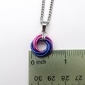 Bi pride pendant necklace, chainmail love knot, bisexual pride jewelry