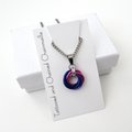 Bi pride pendant necklace, chainmail love knot, bisexual pride jewelry