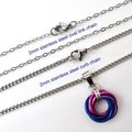 Bi pride pendant necklace, chainmail love knot, bisexual pride jewelry