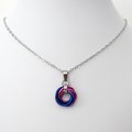 Bi pride pendant necklace, chainmail love knot, bisexual pride jewelry