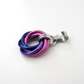 Bi pride pendant necklace, chainmail love knot, bisexual pride jewelry