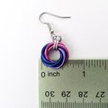 Bisexual pride earrings, love knot chainmail earrings, bi pride jewelry; pink, purple, blue
