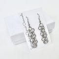 Silver aluminum chainmaille earrings, Shaggy Loops weave