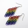 Rainbow European 4 in 1 chainmail earrings, gay pride jewelry, rainbow jewelry, LGBT jewelry
