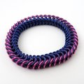 Bi pride chainmaille bracelet, stretchy box chain, bisexual jewelry; pink, purple, and blue