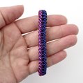 Bi pride chainmaille bracelet, stretchy box chain, bisexual jewelry; pink, purple, and blue
