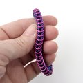 Bi pride chainmaille bracelet, stretchy box chain, bisexual jewelry; pink, purple, and blue