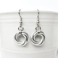 Classic silver aluminum earrings, chainmail love knot - everyday wear, lightweight and non-tarnish