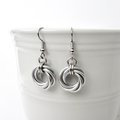 Classic silver aluminum earrings, chainmail love knot - everyday wear, lightweight and non-tarnish