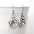Classic silver aluminum earrings, chainmail love knot - everyday wear, lightweight and non-tarnish