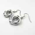 Classic silver aluminum earrings, chainmail love knot - everyday wear, lightweight and non-tarnish