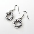 Classic silver aluminum earrings, chainmail love knot - everyday wear, lightweight and non-tarnish