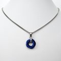 Blue Love Knot chainmail pendant necklace