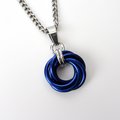 Blue Love Knot chainmail pendant necklace