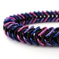 Bi pride bracelet, stretchy chainmaille box chain, bisexual jewelry, pink purple blue