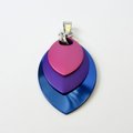 Bisexual pride jewelry, chainmail scale pendant, pink purple blue