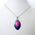 Bisexual pride jewelry, chainmail scale pendant, pink purple blue
