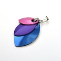Bisexual pride jewelry, chainmail scale pendant, pink purple blue