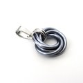 Gray pendant necklace, chainmail love knot, small circle minimalist jewelry