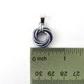 Gray pendant necklace, chainmail love knot, small circle minimalist jewelry