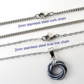 Gray pendant necklace, chainmail love knot, small circle minimalist jewelry