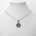 Gray pendant necklace, chainmail love knot, small circle minimalist jewelry