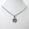 Gray pendant necklace, chainmail love knot, small circle minimalist jewelry