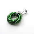 Shamrock green love knot chainmail pendant, small, simple minimalist jewelry for her