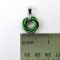 Shamrock green love knot chainmail pendant, small, simple minimalist jewelry for her