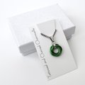 Shamrock green love knot chainmail pendant, small, simple minimalist jewelry for her